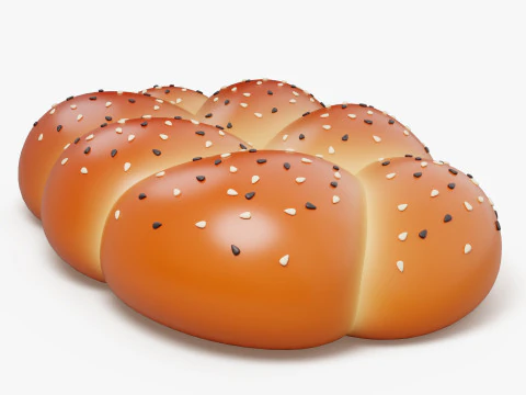 Braided Bun with Sesame Seeds 3D Model