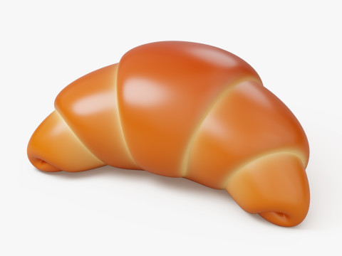 Cartoon Croissant Bun 3D 模型