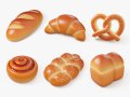 Bakery Bread and Bun 3D Icon Set Modèle 3D