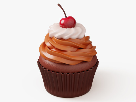 Chocolate Cupcake with Cherry 3D मॉडल