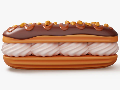 Chocolate Eclair Pastry 3D Model