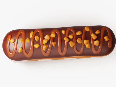 Chocolate Eclair Pastry 3D Model