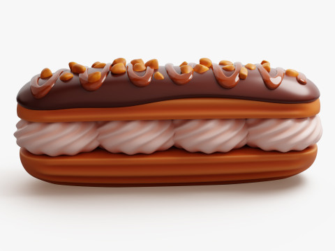 Chocolate Eclair Pastry Modèle 3D