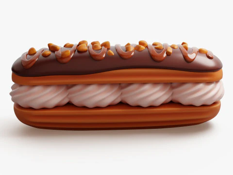 Chocolate Eclair Pastry 3D Model