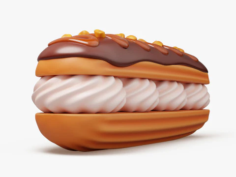 Chocolate Eclair Pastry 3D Model
