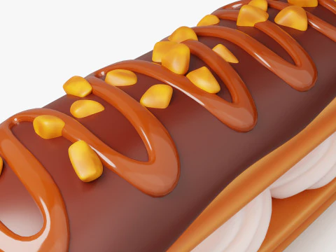 Chocolate Eclair Pastry 3D Model