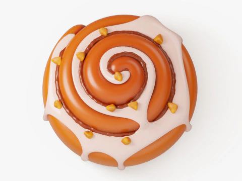 Cinnamon Roll with Icing and Nuts 3D Model
