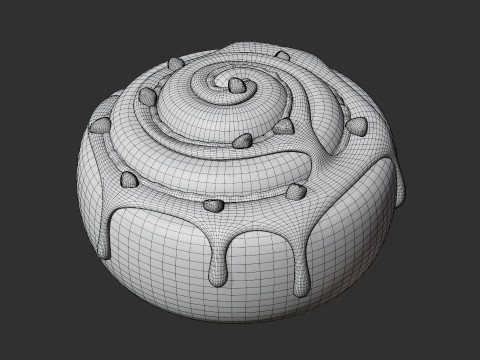 Cinnamon Roll with Icing and Nuts 3D Model