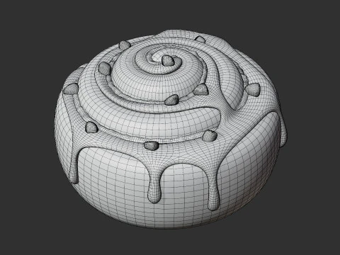Cinnamon Roll with Icing and Nuts 3D Model