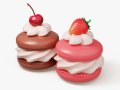Cream Macarons with Berries 3D 모델