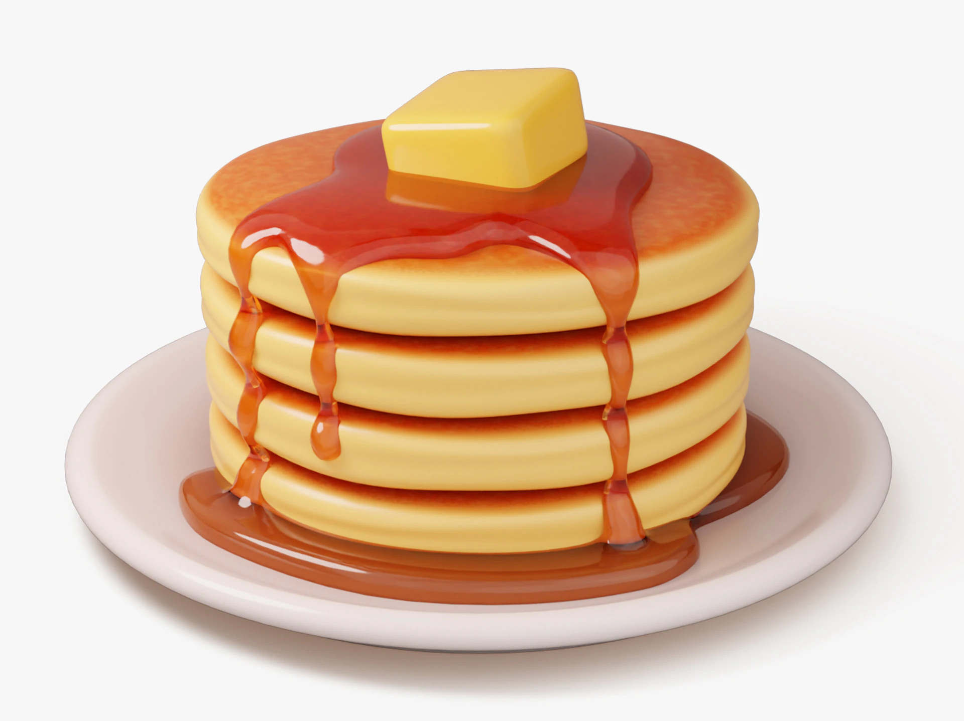 Pancake Stack with Syrup 3D Model .c4d .max .obj .3ds .fbx .stl .blend 