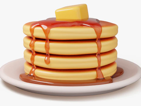 Pancake Stack with Syrup 3D Model