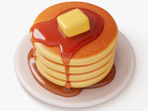 Pancake Stack with Syrup 3D Модель