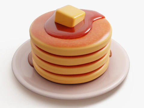 Pancake Stack with Syrup 3D Model