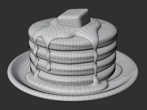 Pancake Stack with Syrup 3D Model