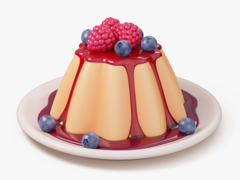 Panna Cotta with Berries 3D मॉडल