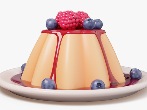 Panna Cotta with Berries 3D Модель