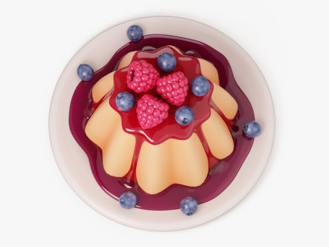 Panna Cotta with Berries 3D Модель