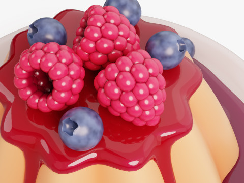 Panna Cotta with Berries 3D Модель