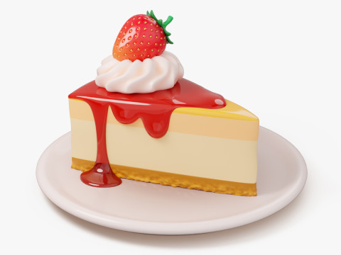 Strawberry Cheesecake Slice Model 3D