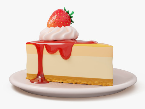 Strawberry Cheesecake Slice 3D Модель