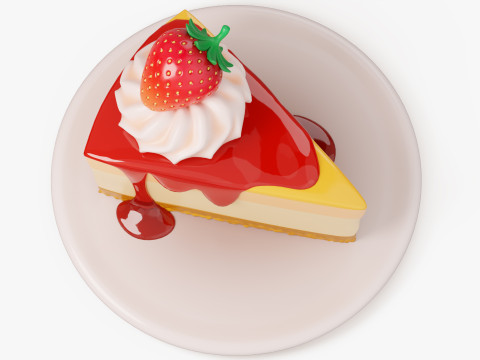 Strawberry Cheesecake Slice 3D Модель