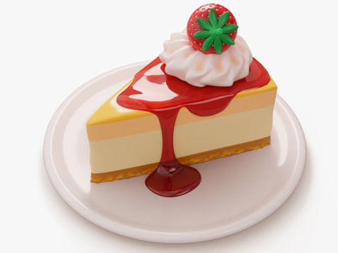 Strawberry Cheesecake Slice 3D Модель