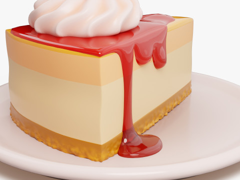 Strawberry Cheesecake Slice 3D Модель
