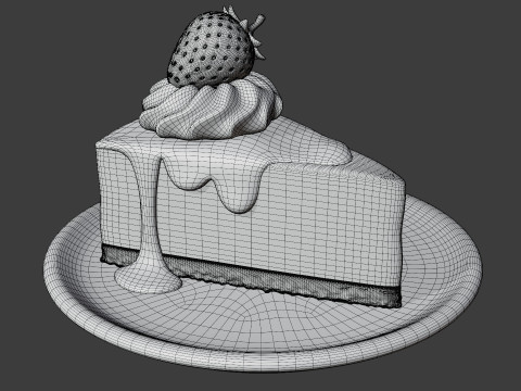Strawberry Cheesecake Slice 3D Модель