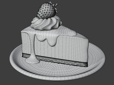 Kawałek Sernika Truskawkowego Model 3D