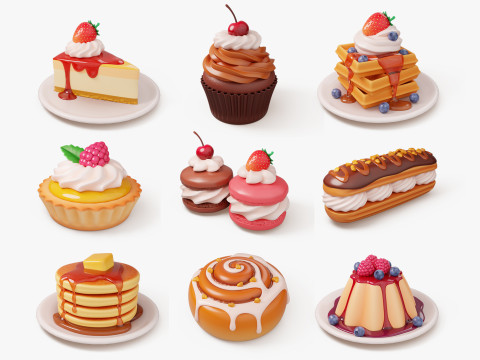 Sweet Dessert Pack 3D Model