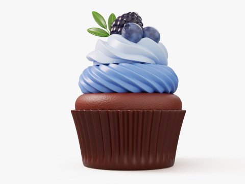 Blueberry Cupcake Dessert 3Dモデル