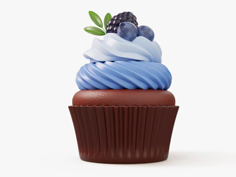 Sobremesa de Cupcake de Mirtilo Modelo 3D