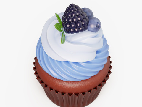 Blueberry Cupcake Dessert 3Dモデル