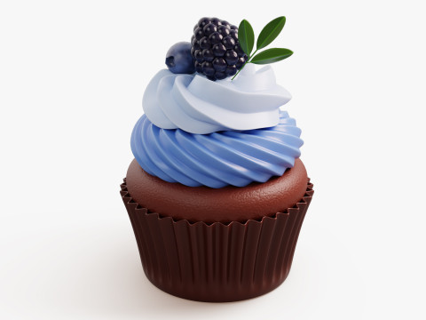 Blueberry Cupcake Dessert 3Dモデル