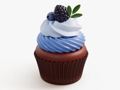 Sobremesa de Cupcake de Mirtilo Modelo 3D