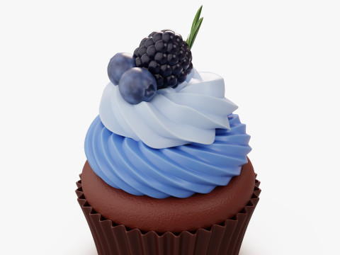 Blueberry Cupcake Dessert 3Dモデル