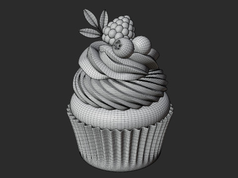 Blueberry Cupcake Dessert 3Dモデル