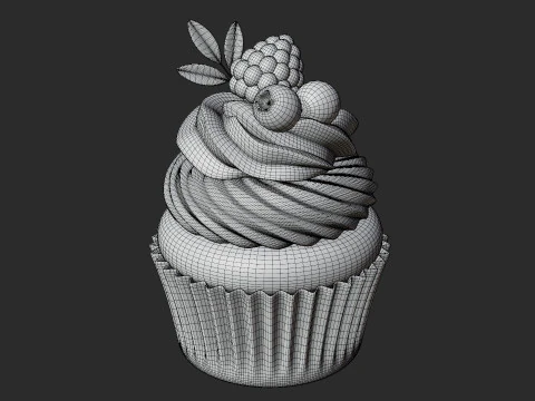 Sobremesa de Cupcake de Mirtilo Modelo 3D