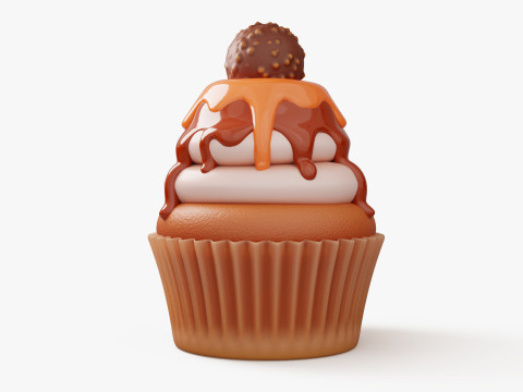 Caramel Cupcake with Truffle 3D मॉडल