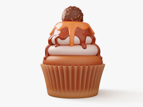 Caramel Cupcake with Truffle 3D Model
