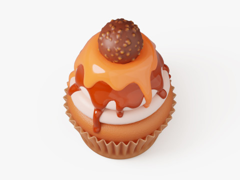 Caramel Cupcake with Truffle 3D मॉडल
