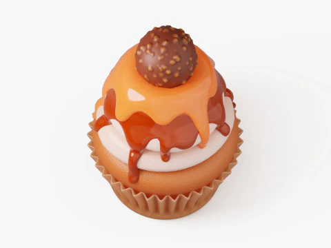 Caramel Cupcake with Truffle 3D Model