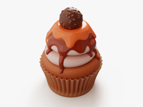 Caramel Cupcake with Truffle 3D Model