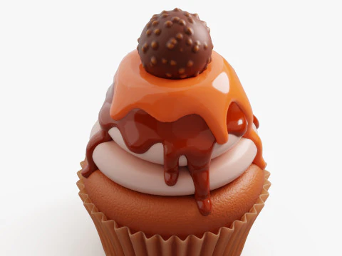 Caramel Cupcake with Truffle 3D Model