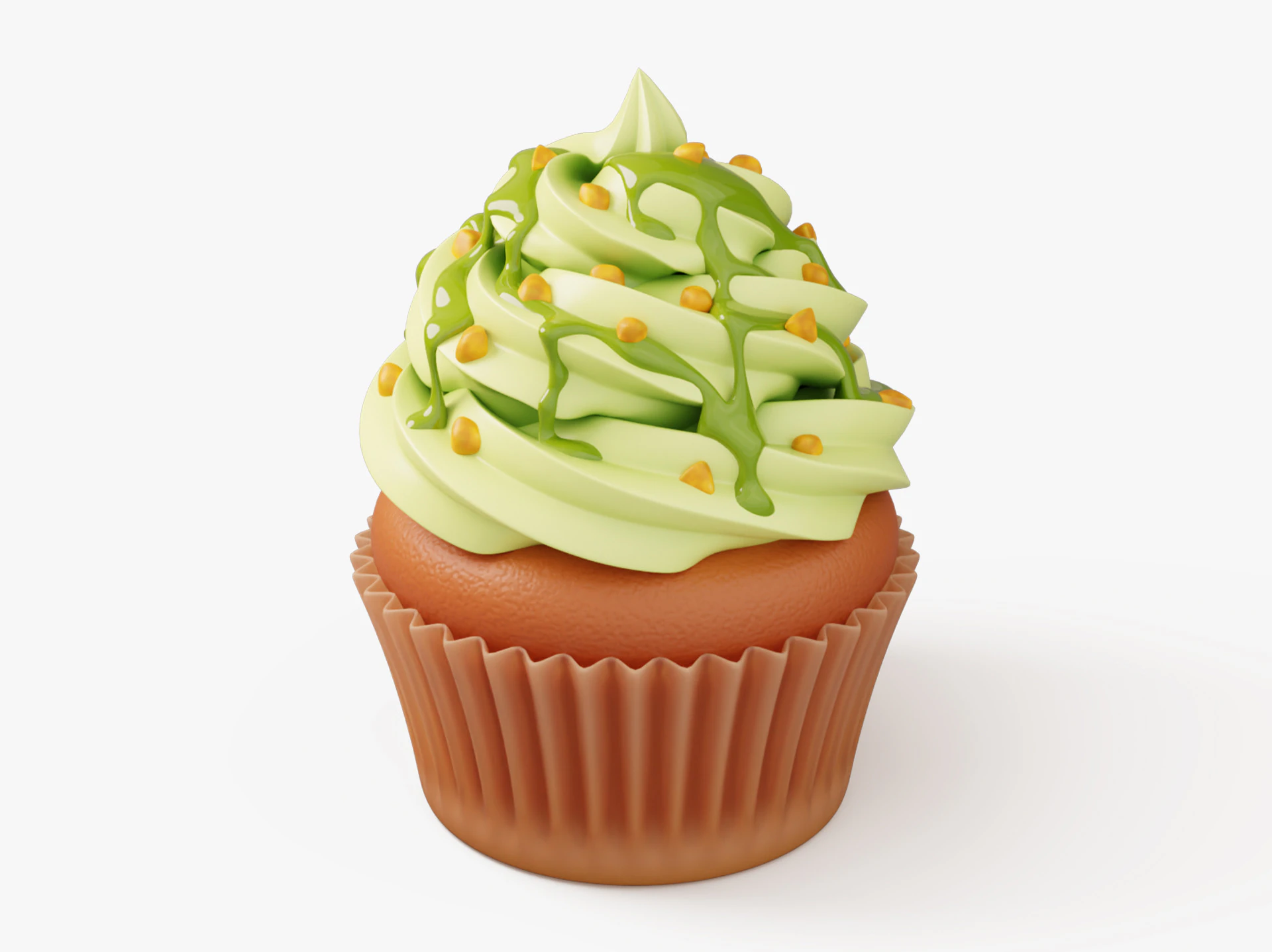 Pistachio Cupcake with Topping 3D Model .c4d .max .obj .3ds .fbx .stl .blend