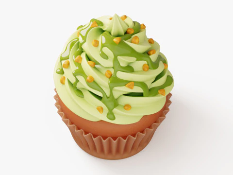 Pistachio Cupcake with Topping 3D Model
