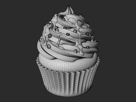 Pistachio Cupcake with Topping 3D 모델