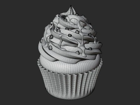 Pistachio Cupcake with Topping 3D Model