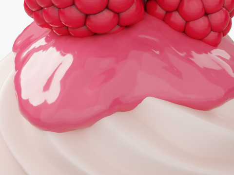 Raspberry Cupcake with Glaze 3D Model